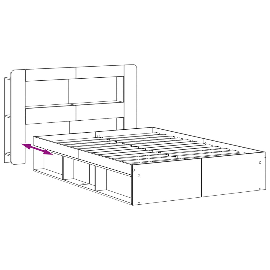 Bedframe met opslag Oud hout 140 x 190 cm Bewerkt hout