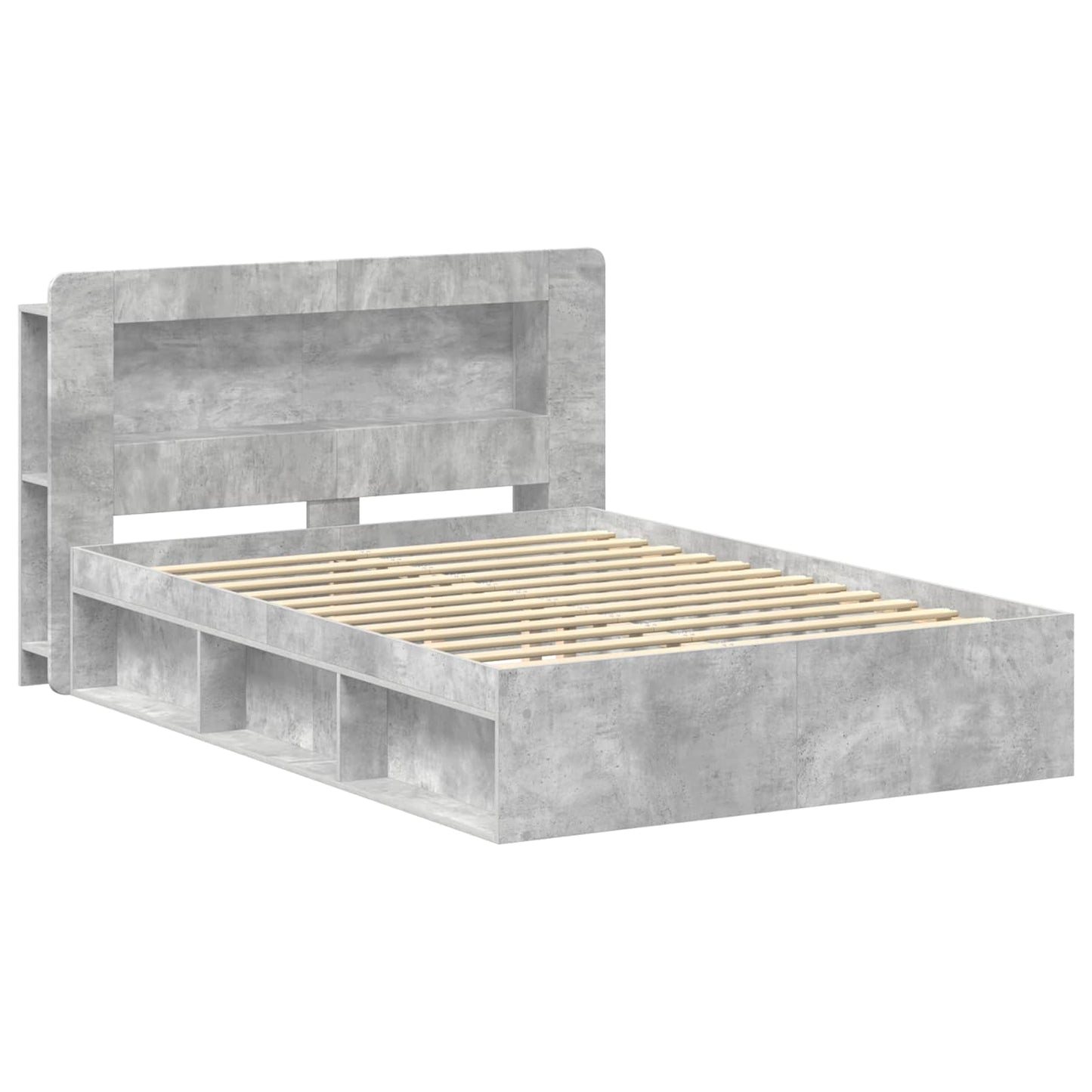 Bedframe met opslag Betongrijs 140 x 200 cm Bewerkt hout