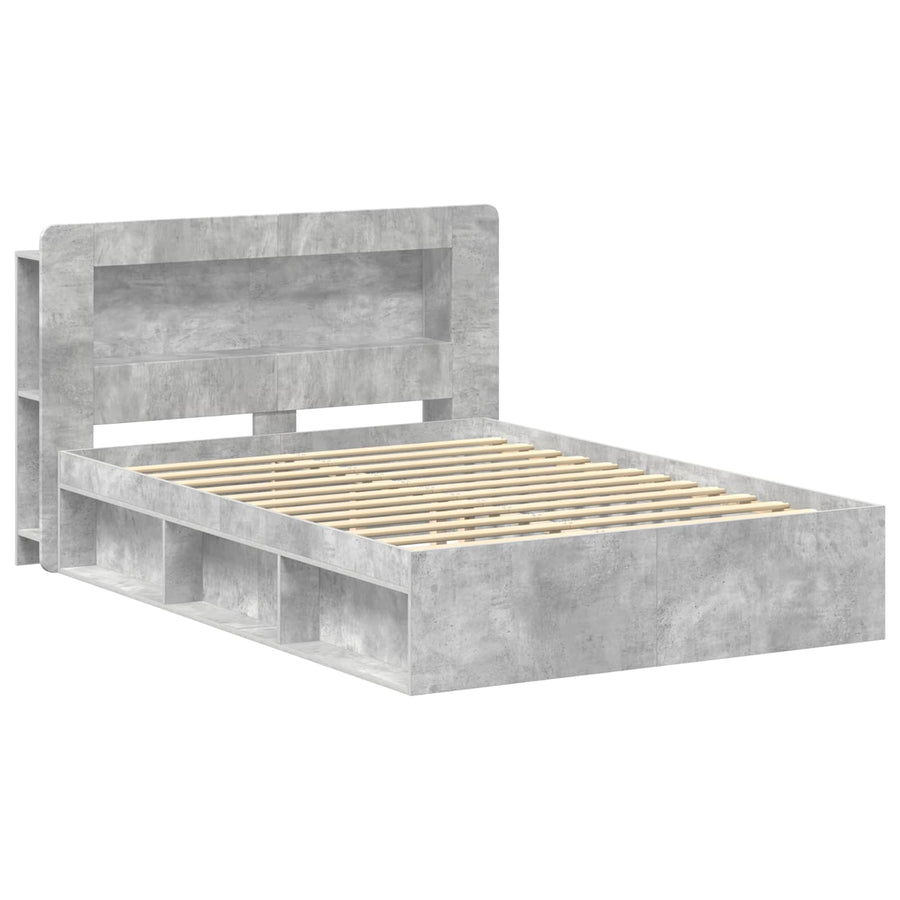 Bedframe met opslag Betongrijs 140 x 200 cm Bewerkt hout