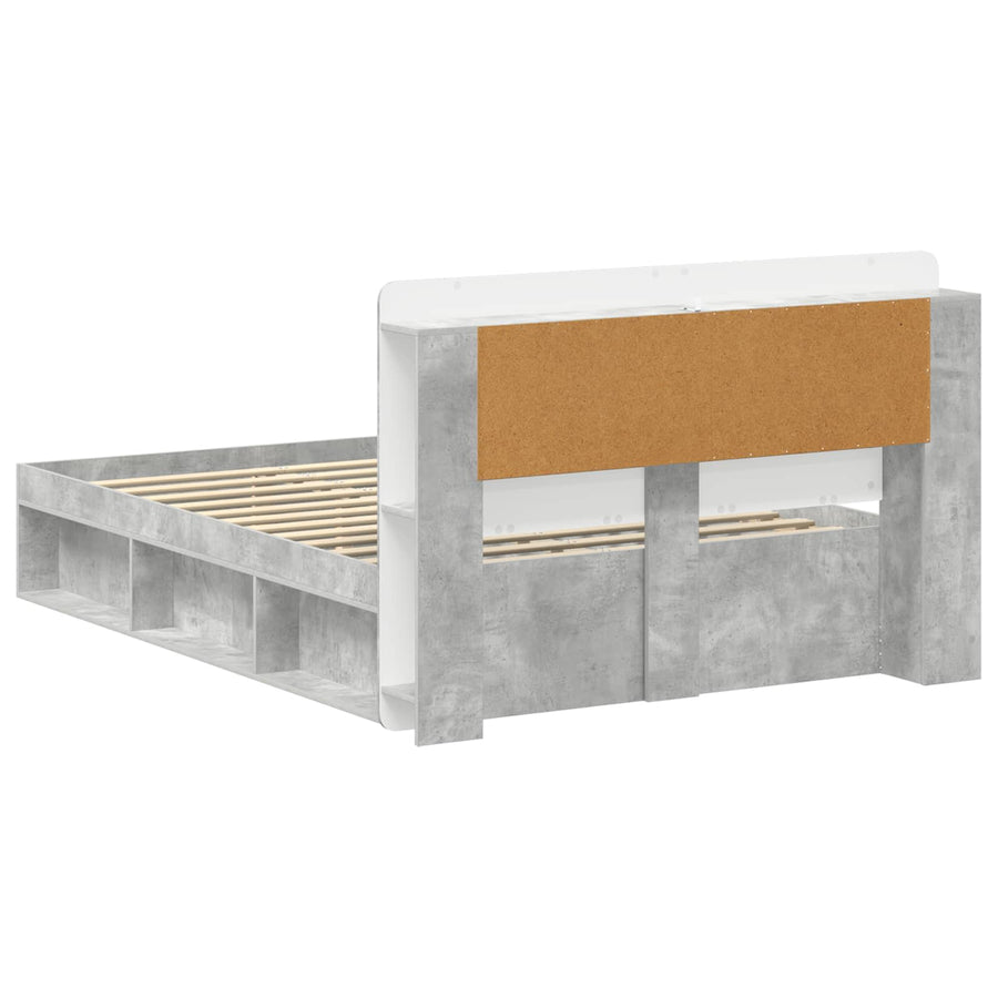 Bedframe met opslag Betongrijs 140 x 200 cm Bewerkt hout
