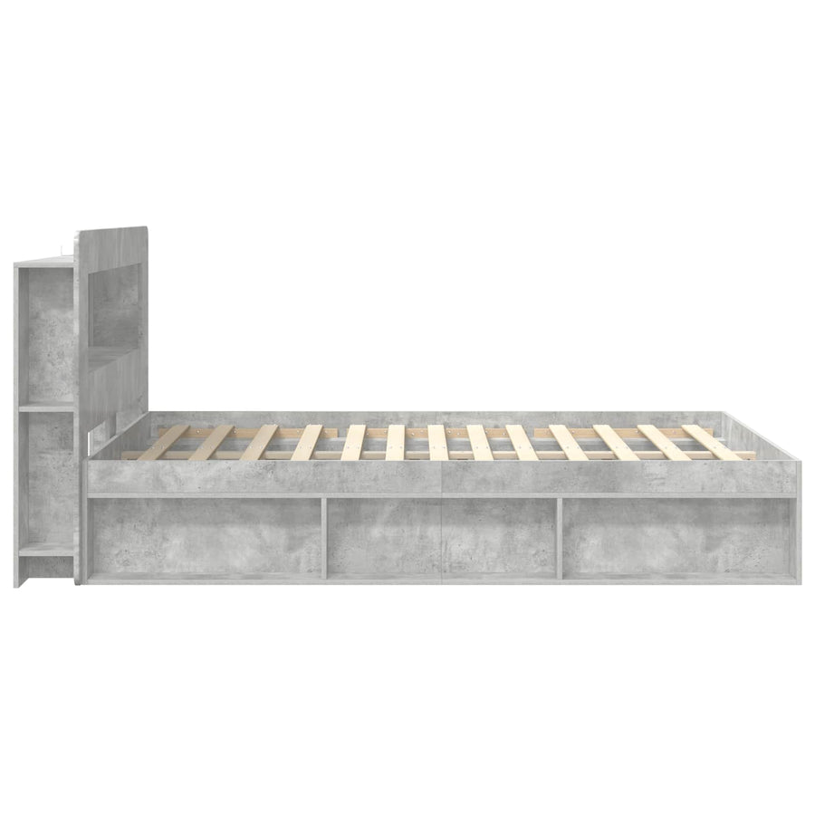 Bedframe met opslag Betongrijs 140 x 200 cm Bewerkt hout