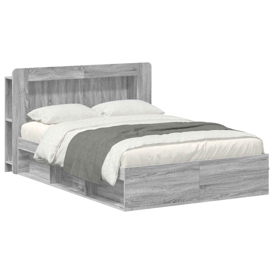 Bedframe met opslag Grijs Sonoma 140 x 200 cm Bewerkt hout