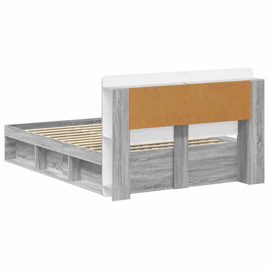Bedframe met opslag Grijs Sonoma 140 x 200 cm Bewerkt hout
