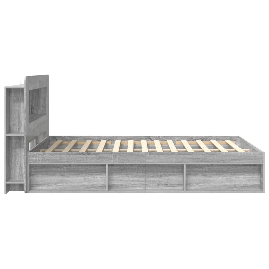 Bedframe met opslag Grijs Sonoma 140 x 200 cm Bewerkt hout