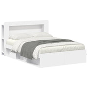 Bedframe 140x200 cm wit bewerkt hout