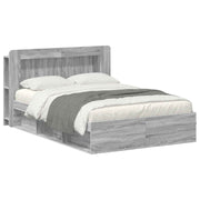 Bedframe met opslag 160x200 cm grijs bewerkt hout