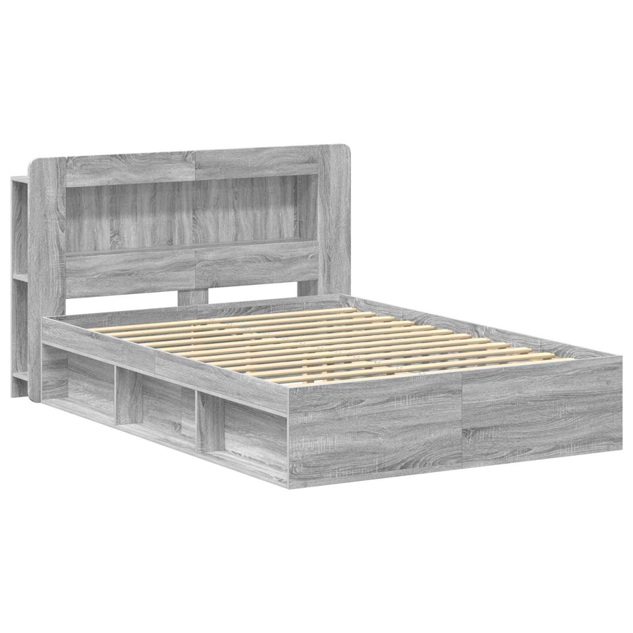 Bedframe met opslag Grijs Sonoma 160 x 200 cm Bewerkt hout