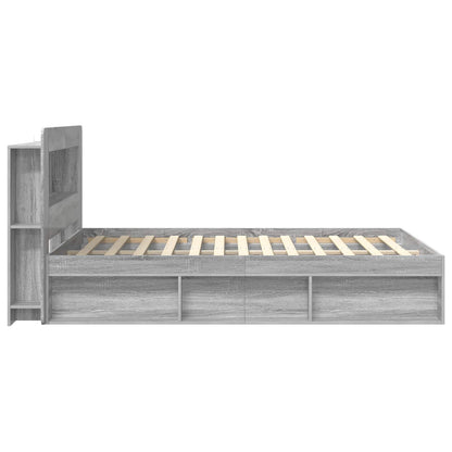 Bedframe met opslag Grijs Sonoma 160 x 200 cm Bewerkt hout