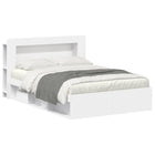 Bedframe 160x200 cm wit bewerkt hout