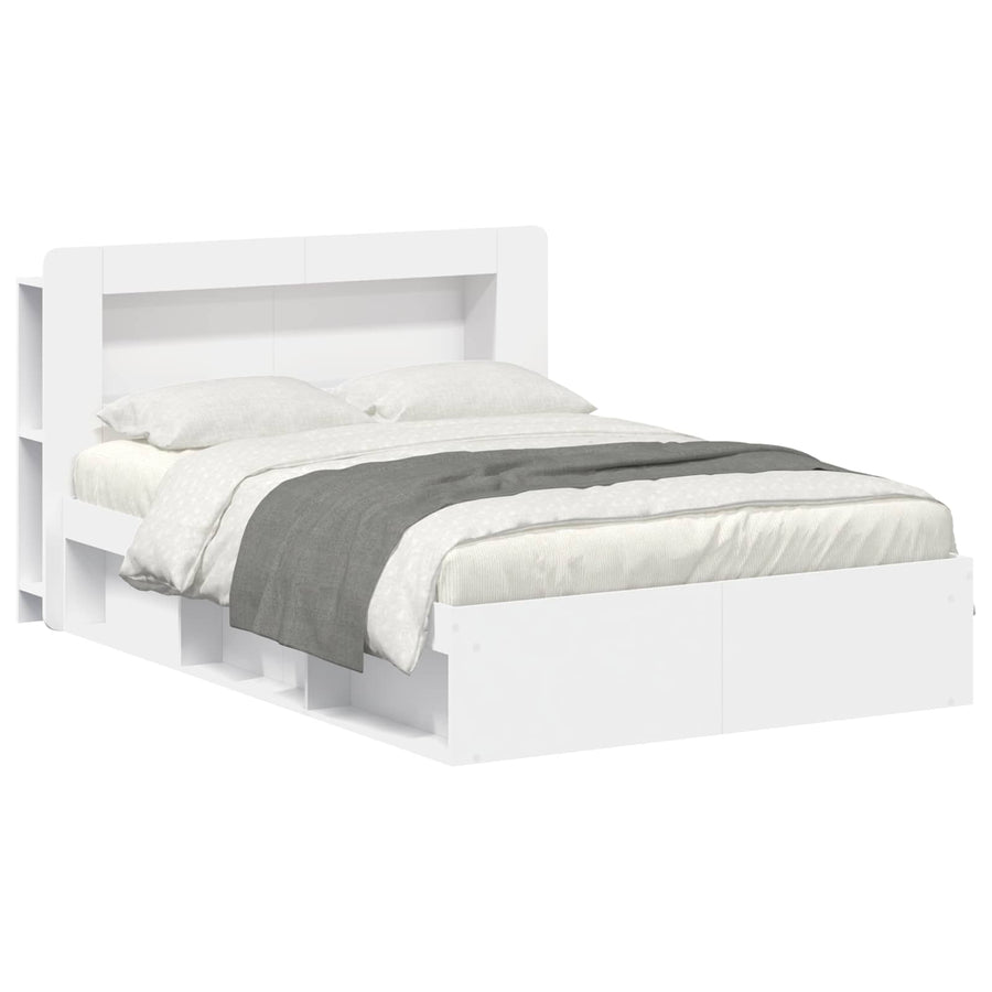 Bedframe met opslag Wit 160 x 200 cm Bewerkt hout