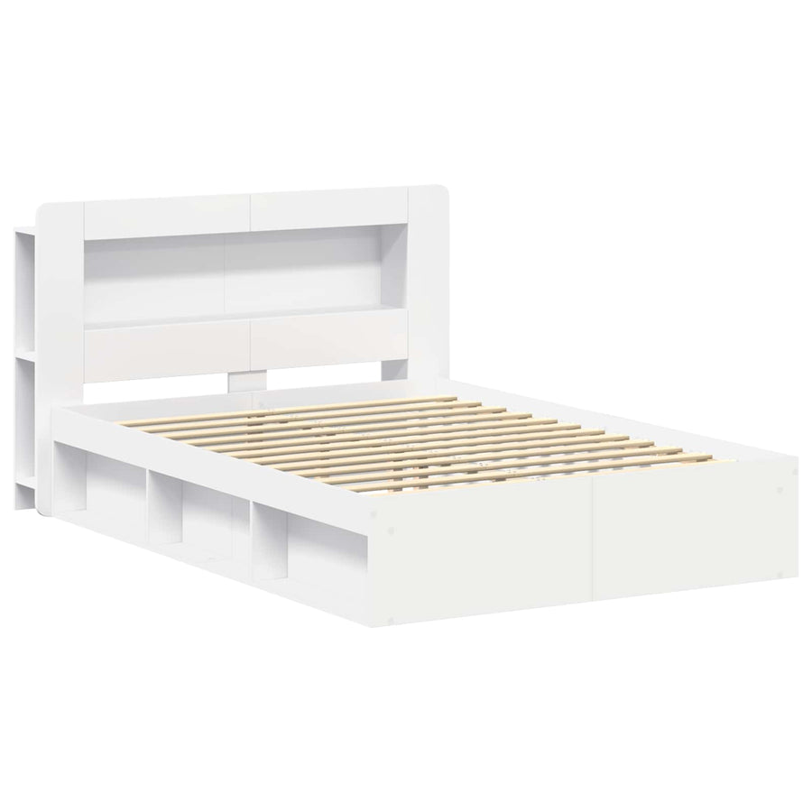 Bedframe met opslag Wit 160 x 200 cm Bewerkt hout