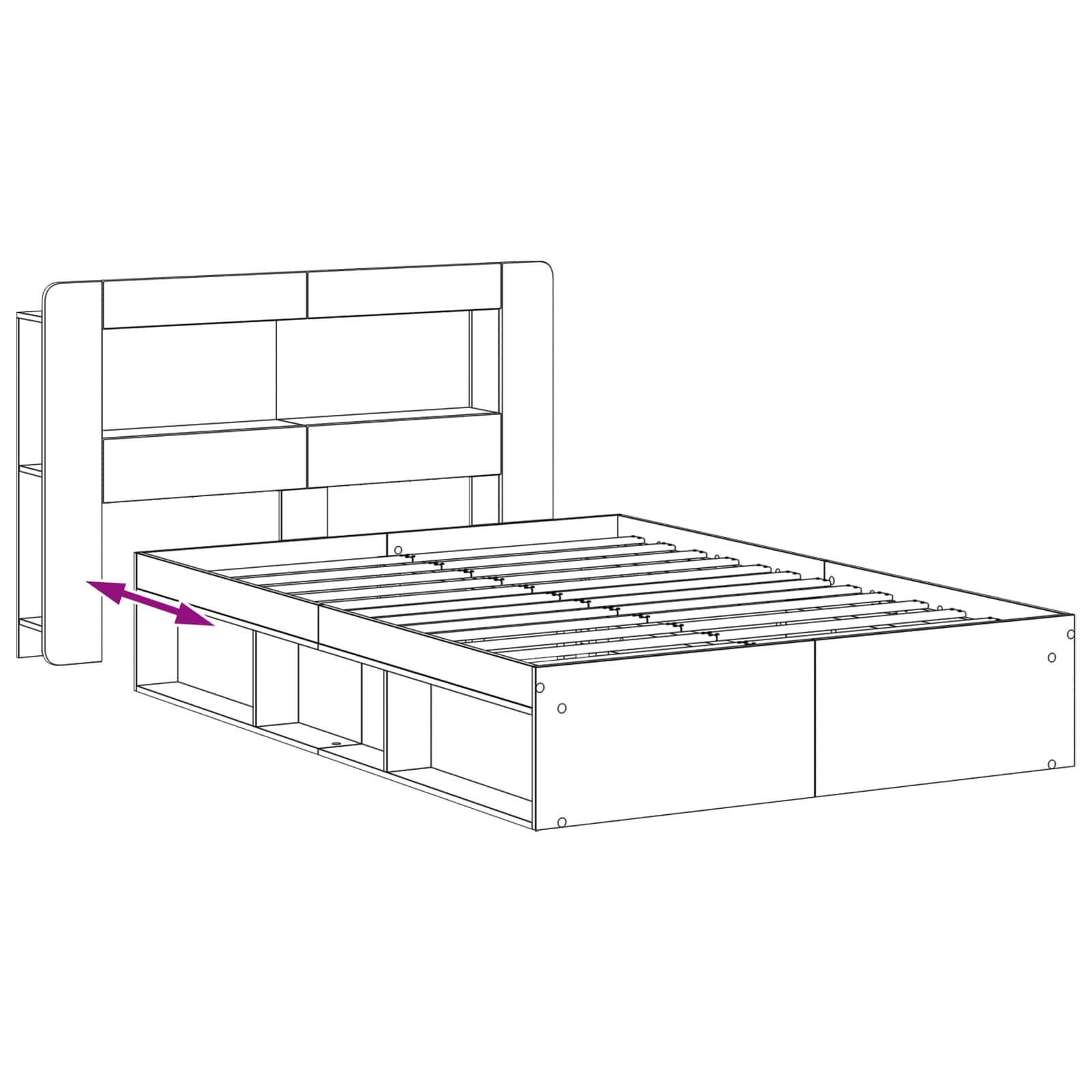 Bedframe met opslag Wit 160 x 200 cm Bewerkt hout