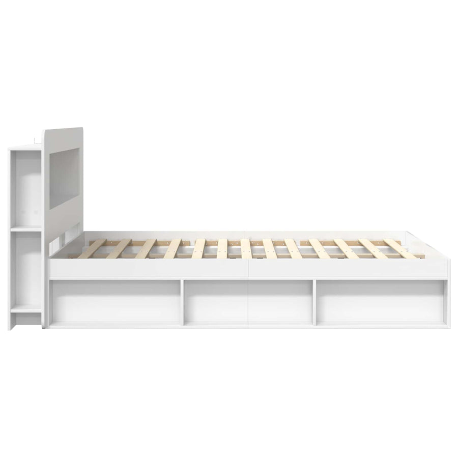 Bedframe met opslag Wit 160 x 200 cm Bewerkt hout