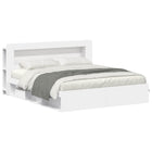 Bedframe 180x200 cm wit bewerkt hout met opbergruimte