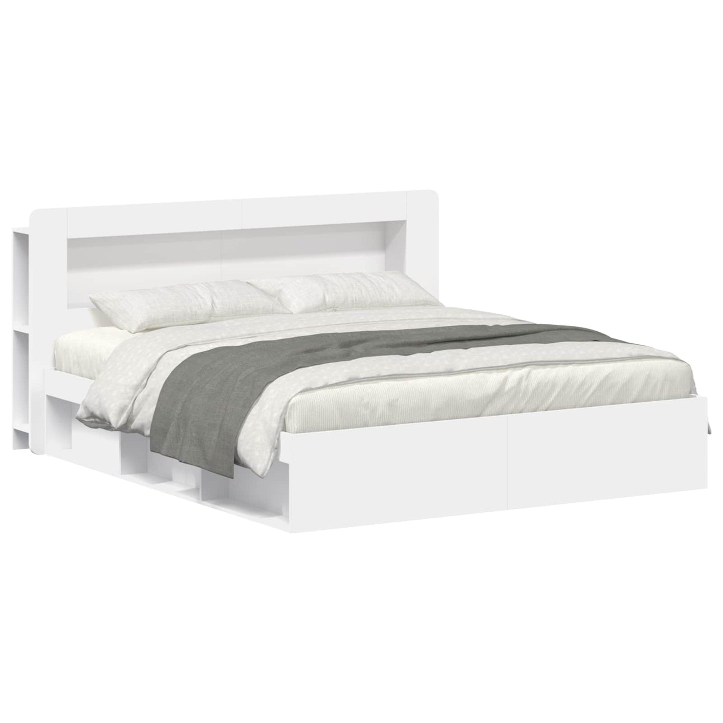 Bedframe met opslag Wit 180 x 200 cm Bewerkt hout