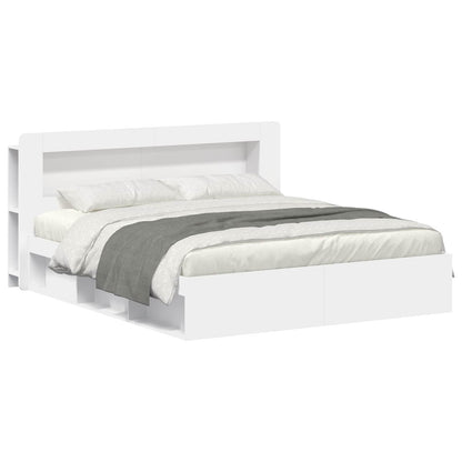 Bedframe met opslag Wit 180 x 200 cm Bewerkt hout