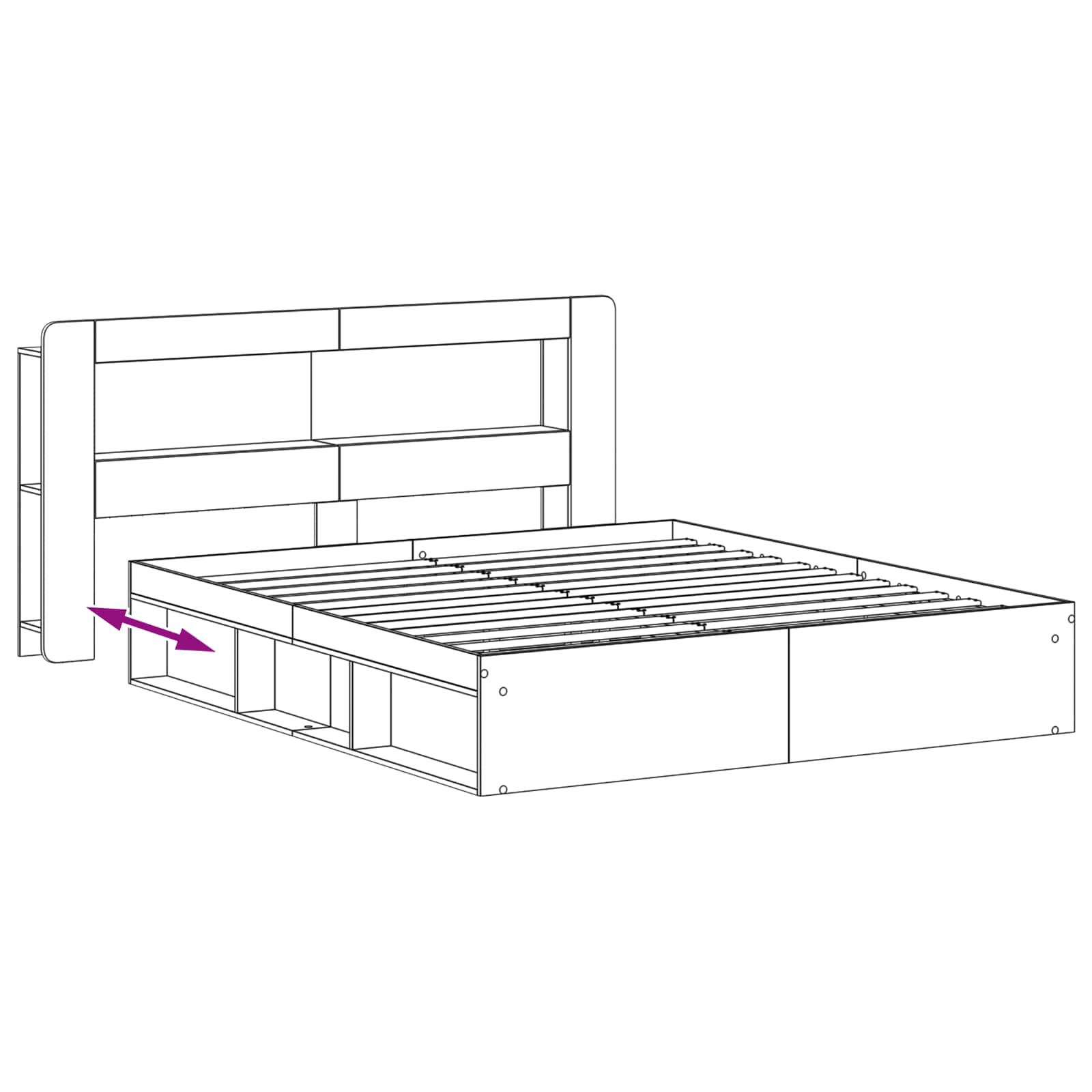 Bedframe met opslag Wit 180 x 200 cm Bewerkt hout