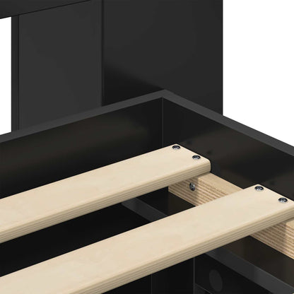 Bedframe met opslag met lade Zwart 75 x 190 cm Bewerkt hout