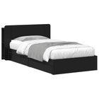 Bed frame with storage with drawer Black 75 x 190 cm Engineered wood