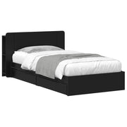 Bedframe 75x190 cm zwart bewerkt hout met lade