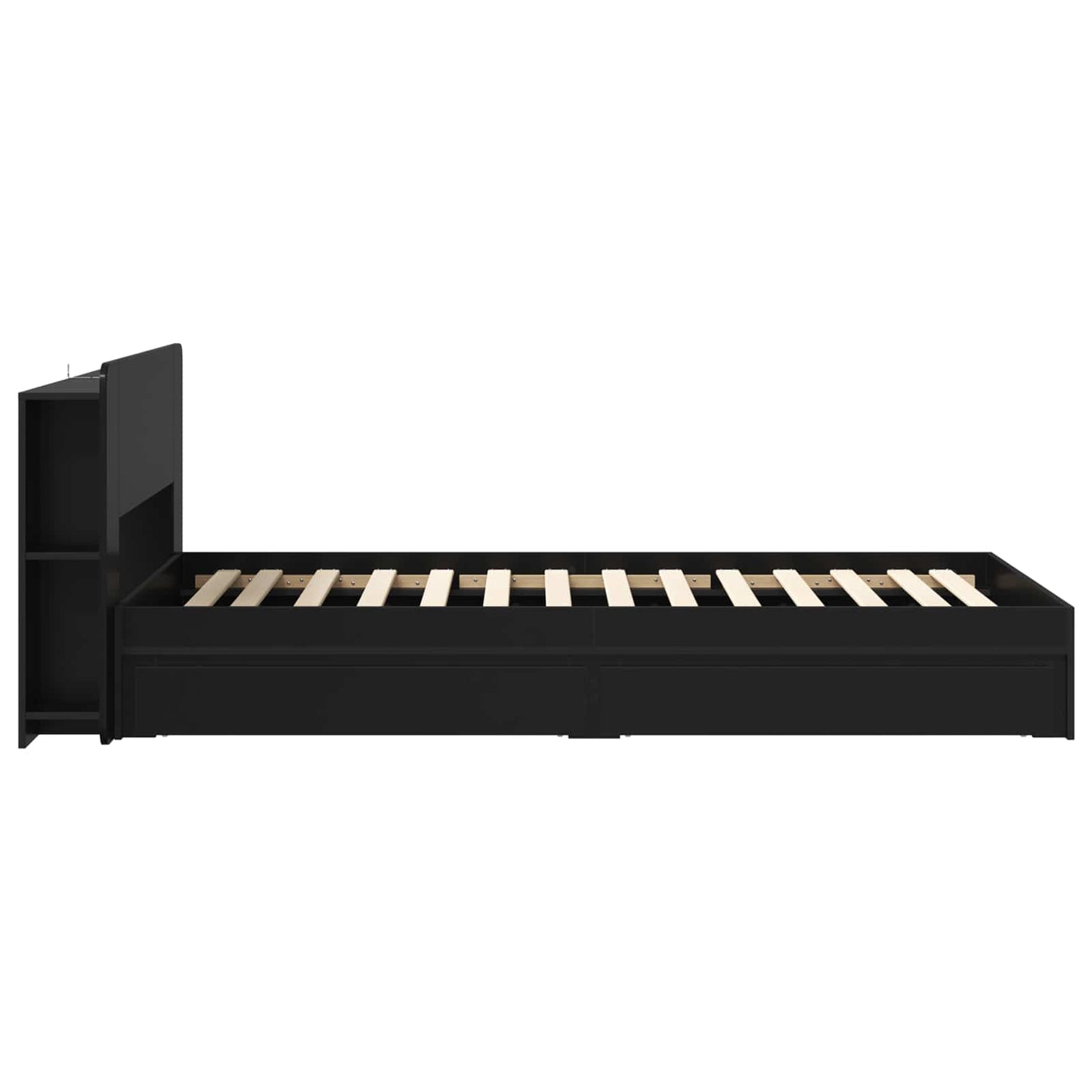 Bedframe met opslag met lade Zwart 75 x 190 cm Bewerkt hout