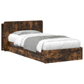 Bedframe met opslag Gerookt eiken 75 x 190 cm Bewerkt hout