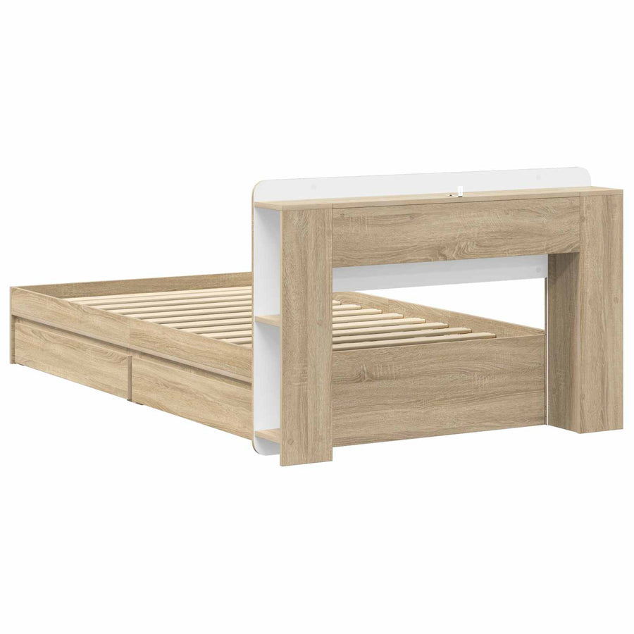 Bedframe met opslag Sonoma Eiken 75 x 190 cm Bewerkt hout