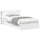 Storage Bed Frame with Drawer White 75 x 190 cm Engineered Wood