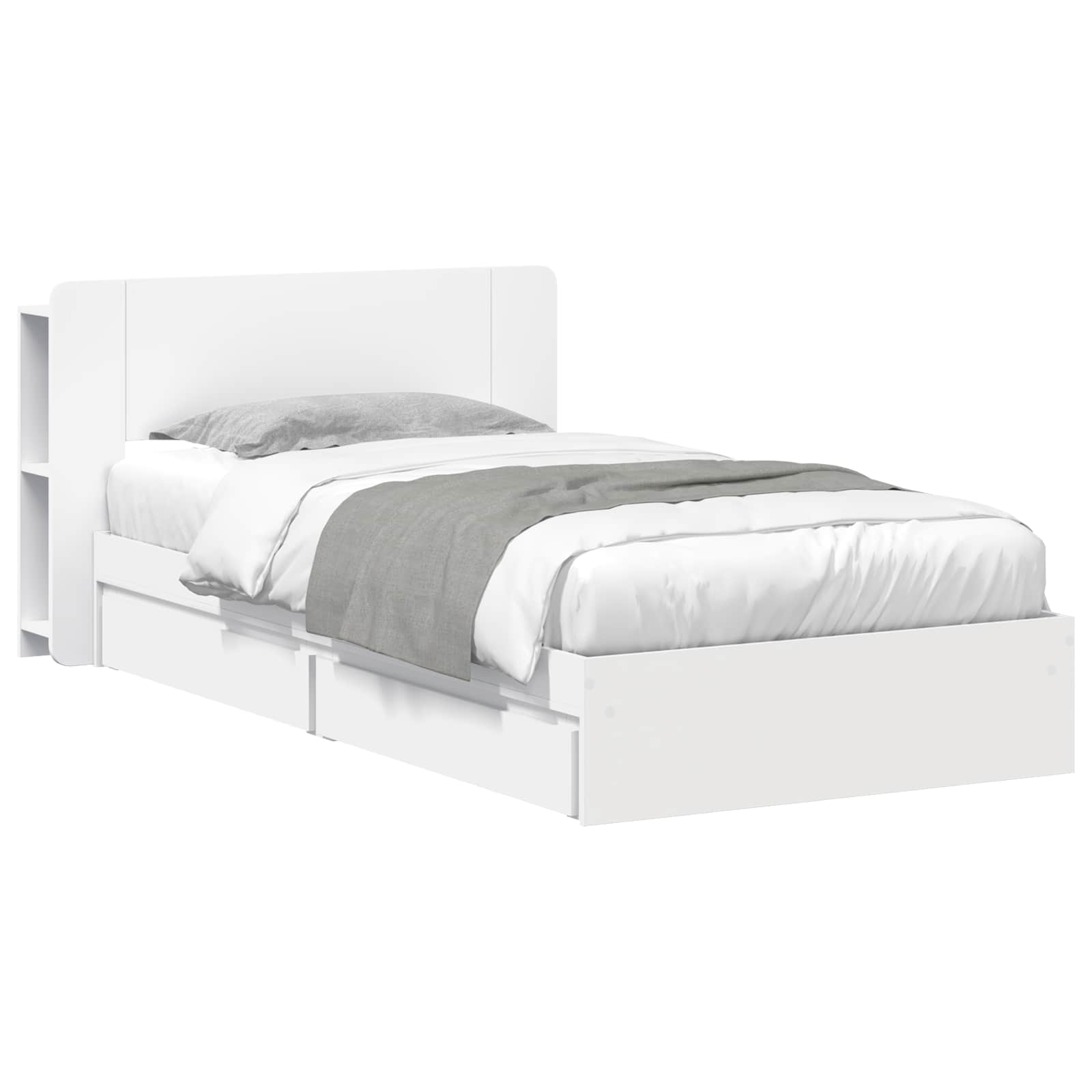 Bedframe met opslag met lade Wit 75 x 190 cm Bewerkt hout