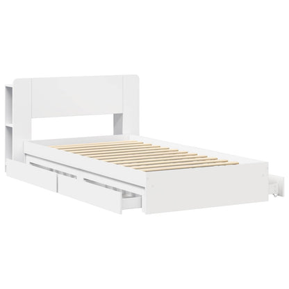 Bedframe met opslag met lade Wit 75 x 190 cm Bewerkt hout