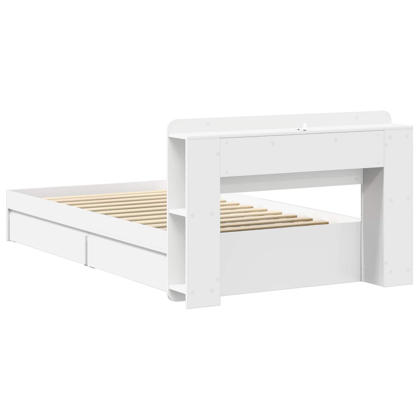 Bedframe met opslag met lade Wit 75 x 190 cm Bewerkt hout