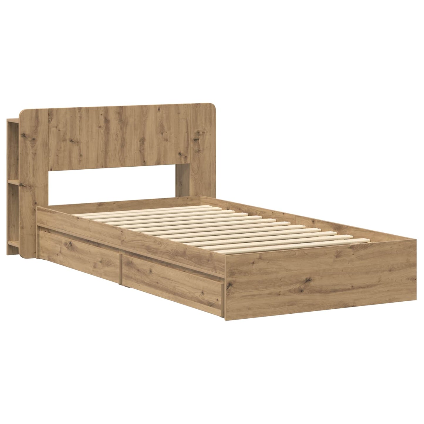 Bedframe met opslag Artisanaal eiken 80 x 200 cm Bewerkt hout