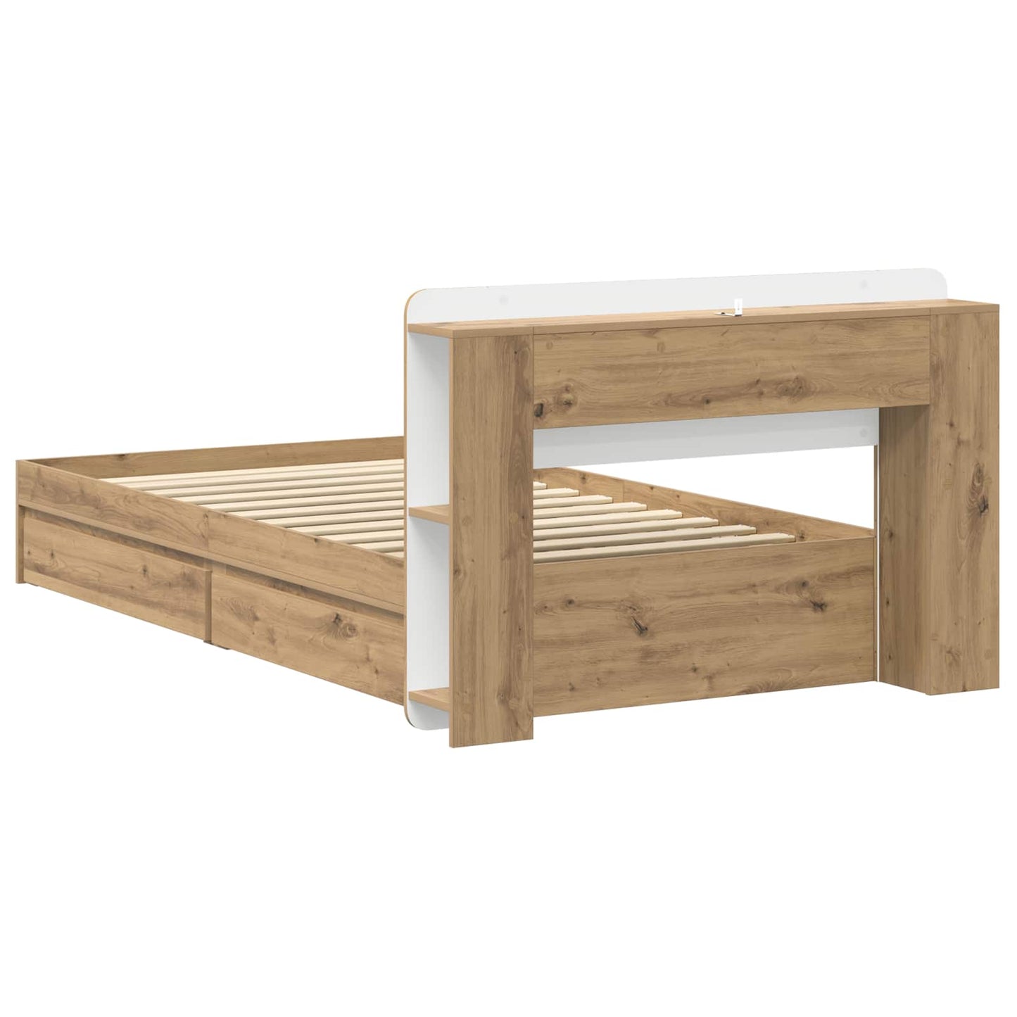Bedframe met opslag Artisanaal eiken 80 x 200 cm Bewerkt hout