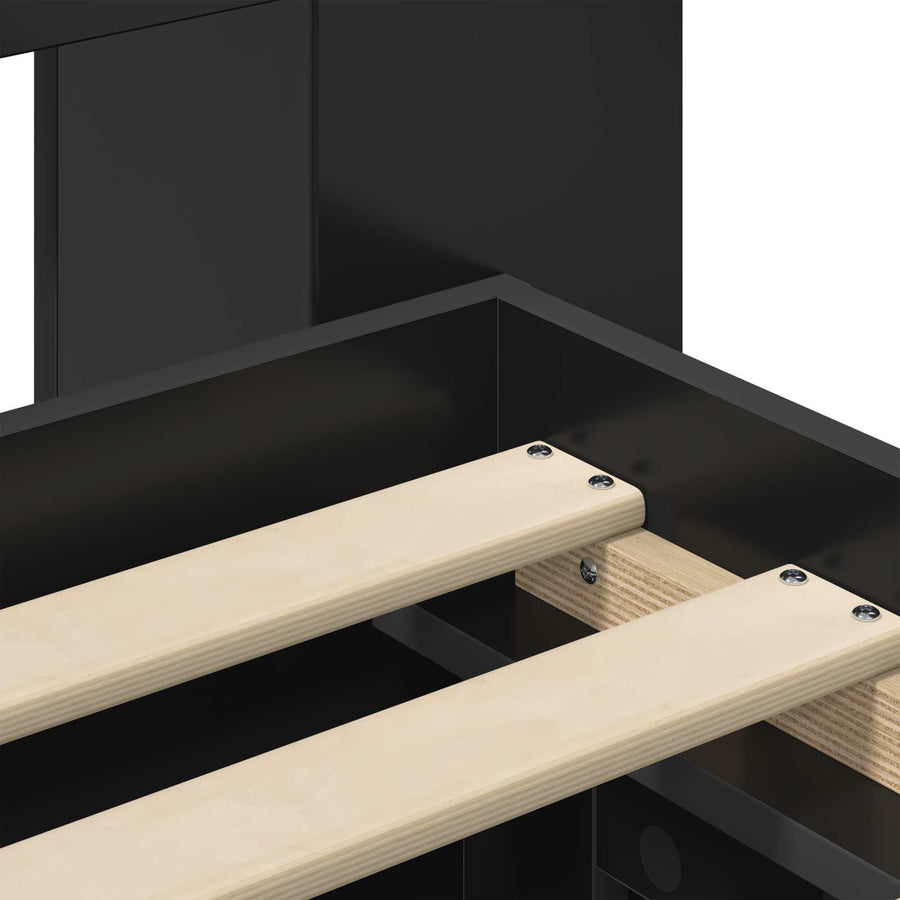 Bedframe met opslag met lade Zwart 90 x 190 cm Bewerkt hout