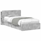 Storage Bed Frame Concrete Grey 90 x 190 cm Engineered Wood