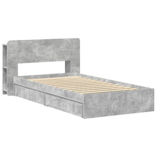 Bedframe met opslag Betongrijs 90 x 190 cm Bewerkt hout
