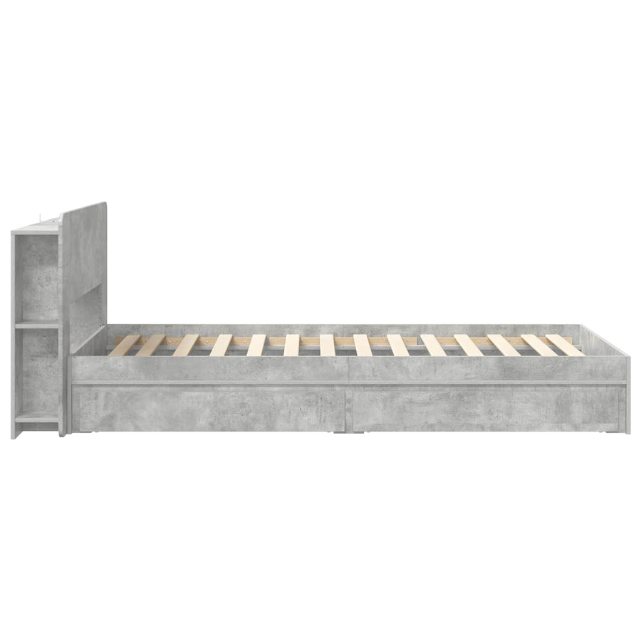 Bedframe met opslag Betongrijs 90 x 190 cm Bewerkt hout