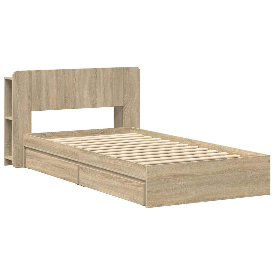 Bedframe met opslag Sonoma Eiken 90 x 190 cm Bewerkt hout