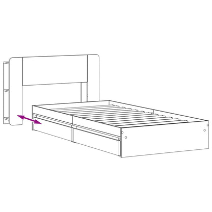 Bedframe met opslag Sonoma Eiken 90 x 190 cm Bewerkt hout