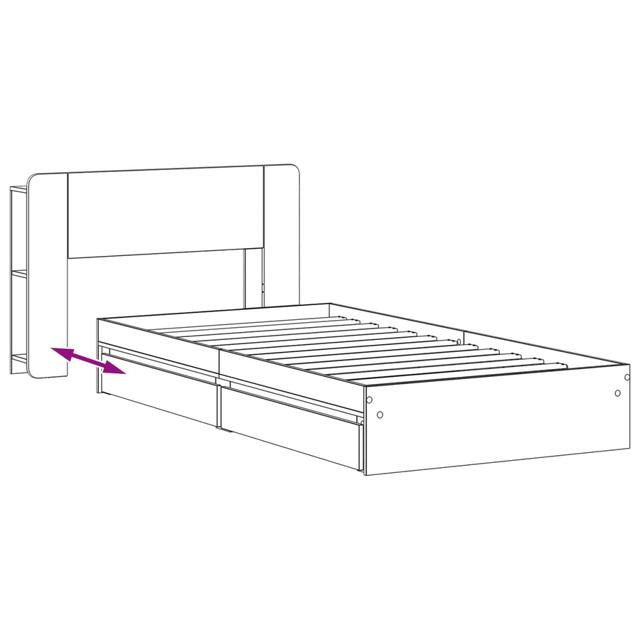 Bedframe met opslag Sonoma Eiken 90 x 190 cm Bewerkt hout