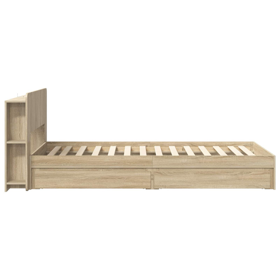 Bedframe met opslag Sonoma Eiken 90 x 190 cm Bewerkt hout