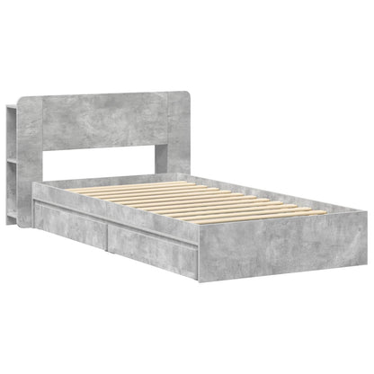 Bedframe met opslag Betongrijs 100 x 200 cm Bewerkt hout