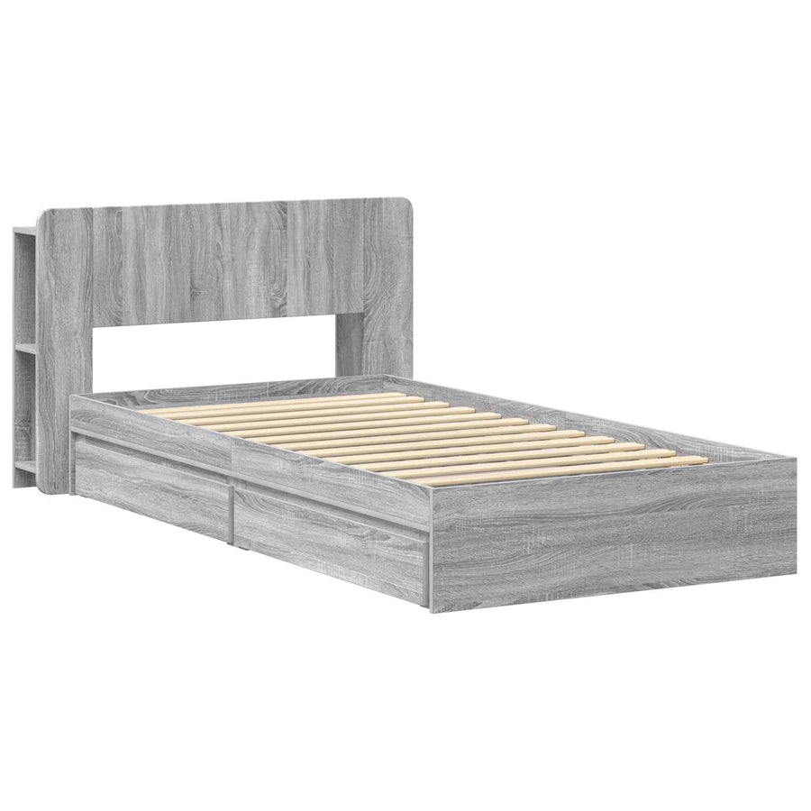 Bedframe met opslag Grijs Sonoma 90 x 200 cm Bewerkt hout