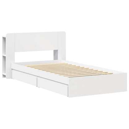 Bedframe met opslag met lade Wit 90 x 200 cm Bewerkt hout