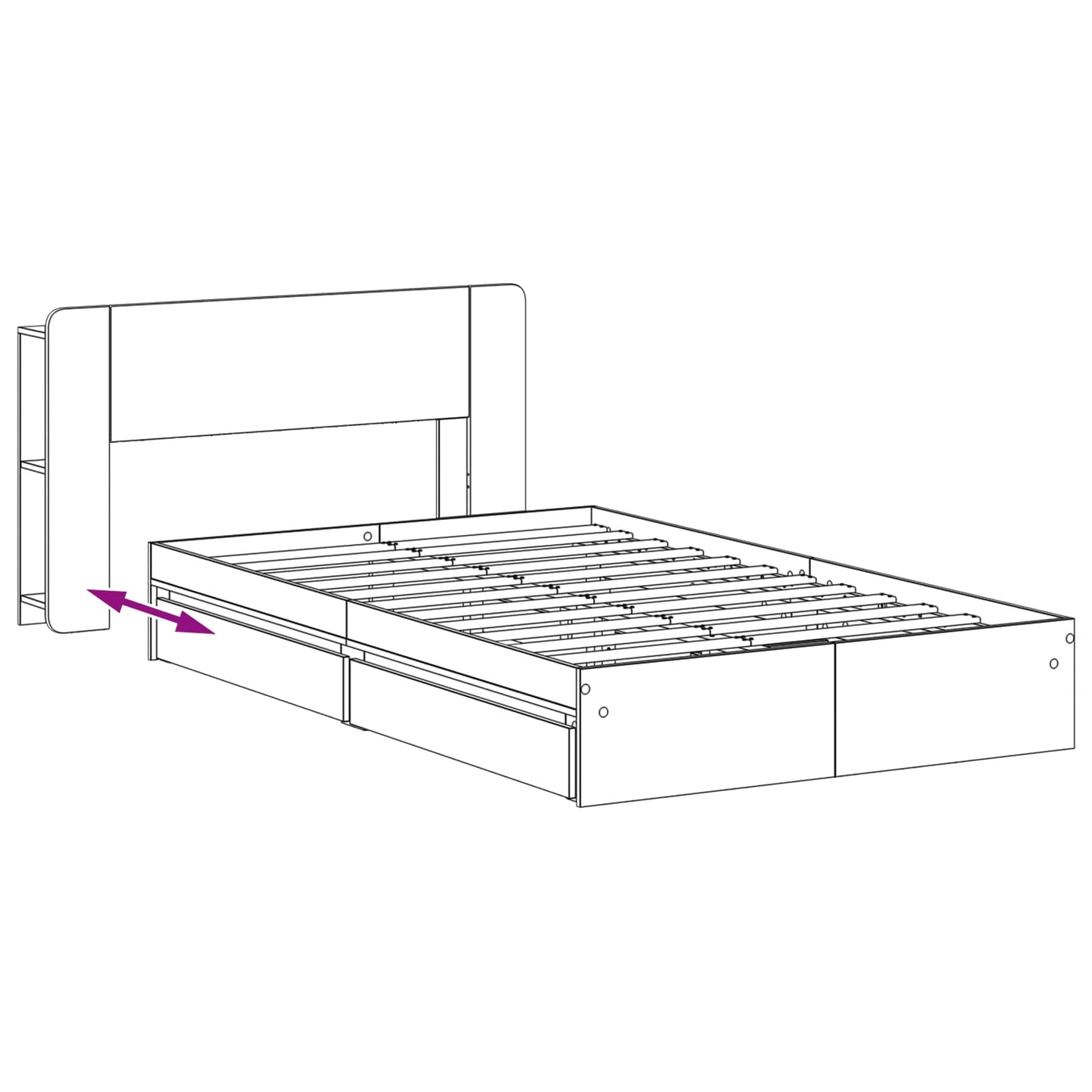 Bedframe met opslag Bewerkt hout