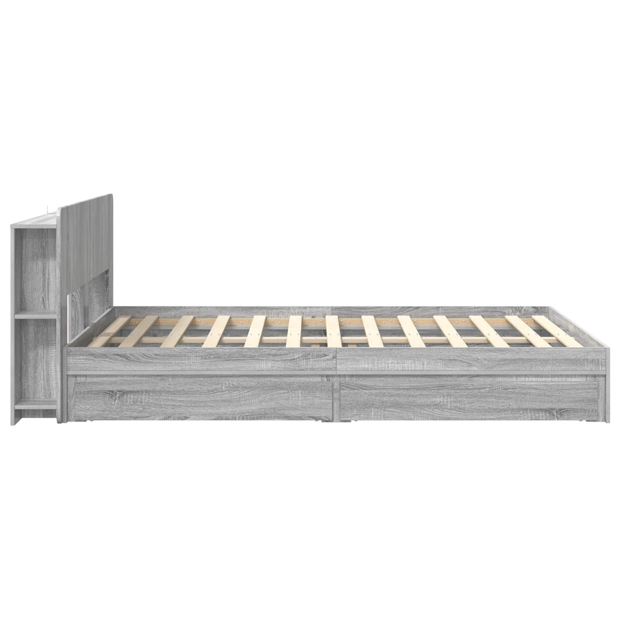 Bedframe met opslag Grijs Sonoma 140 x 200 cm Bewerkt hout