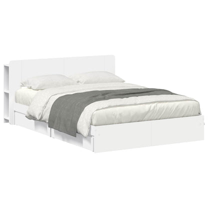 Bedframe met opslag met lade Wit 140 x 200 cm Bewerkt hout