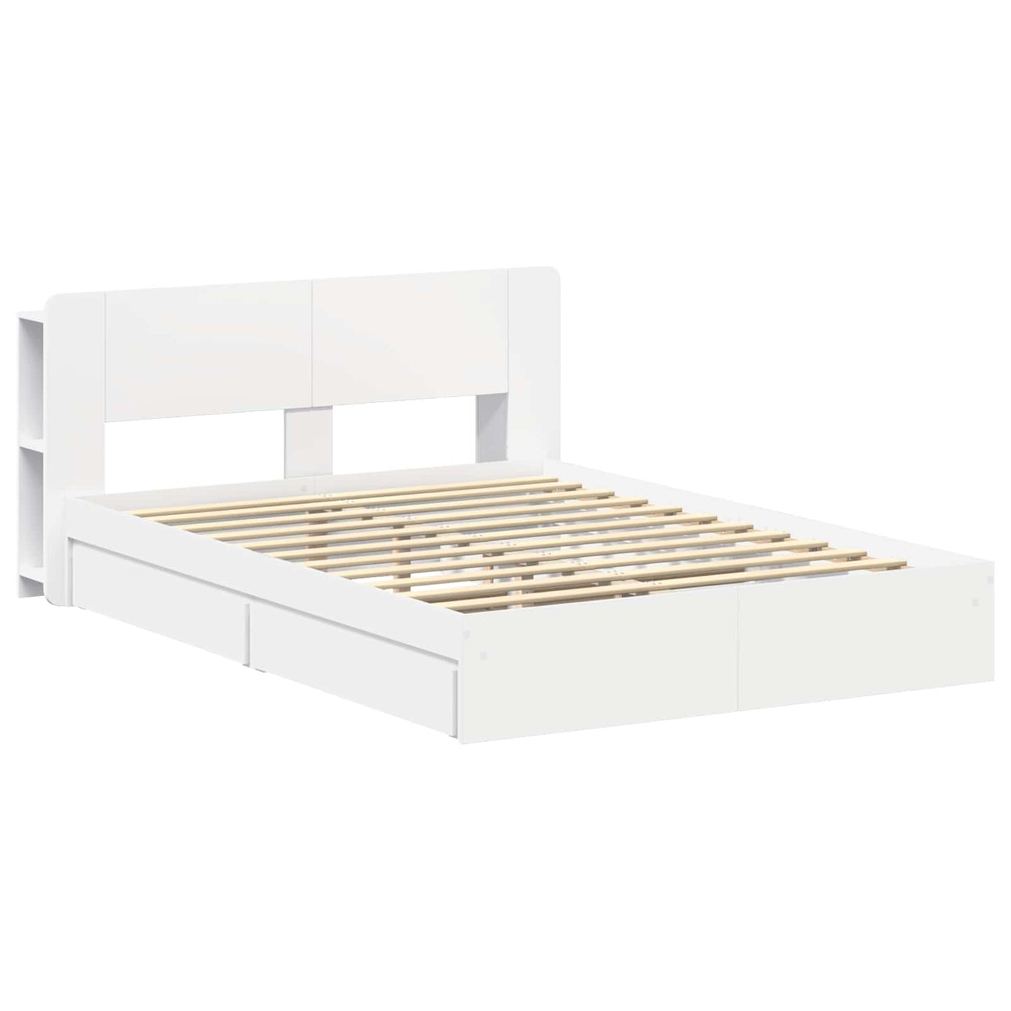 Bedframe met opslag met lade Wit 140 x 200 cm Bewerkt hout
