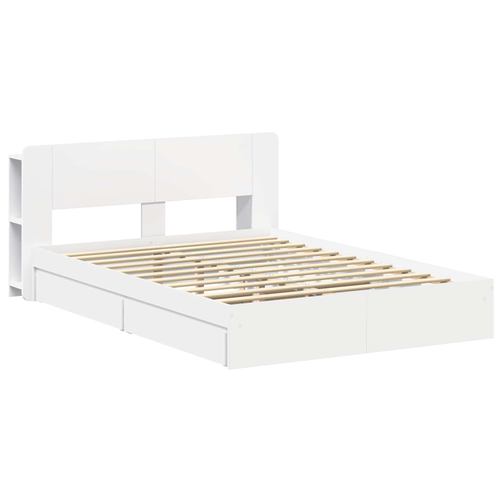 Bedframe met opslag met lade Wit 140 x 200 cm Bewerkt hout