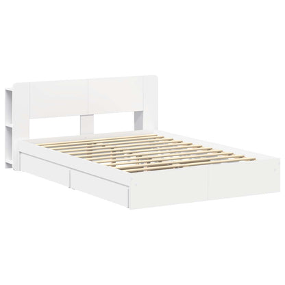 Bedframe met opslag met lade Wit 140 x 200 cm Bewerkt hout